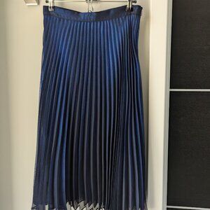 WHBM Blue and black pleated midi skirt